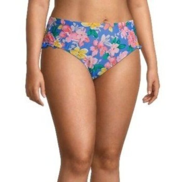 Time & Tru Womens Floral Bikini Bottom With Ruffle Detail Size 2X (20W-22W) - Picture 3 of 9
